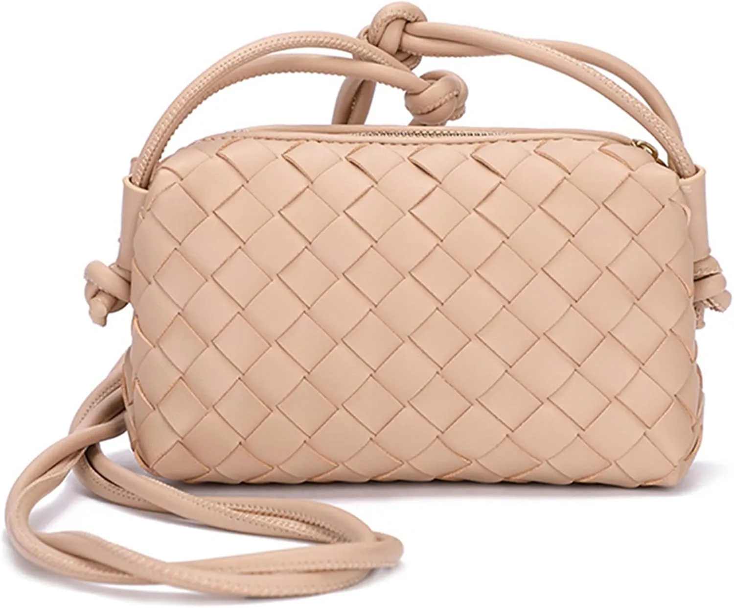 Woven Crossbody Bags For Women, Small Handmade Purse Clutch Shoulderbag Handbag, Zipper Closure