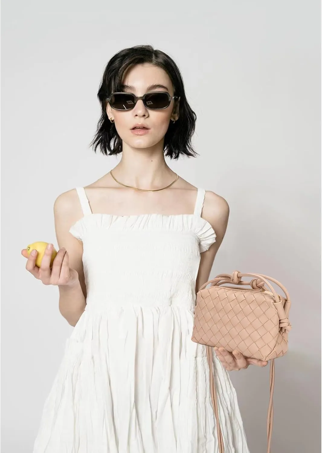 Woven Crossbody Bags For Women, Small Handmade Purse Clutch Shoulderbag Handbag, Zipper Closure