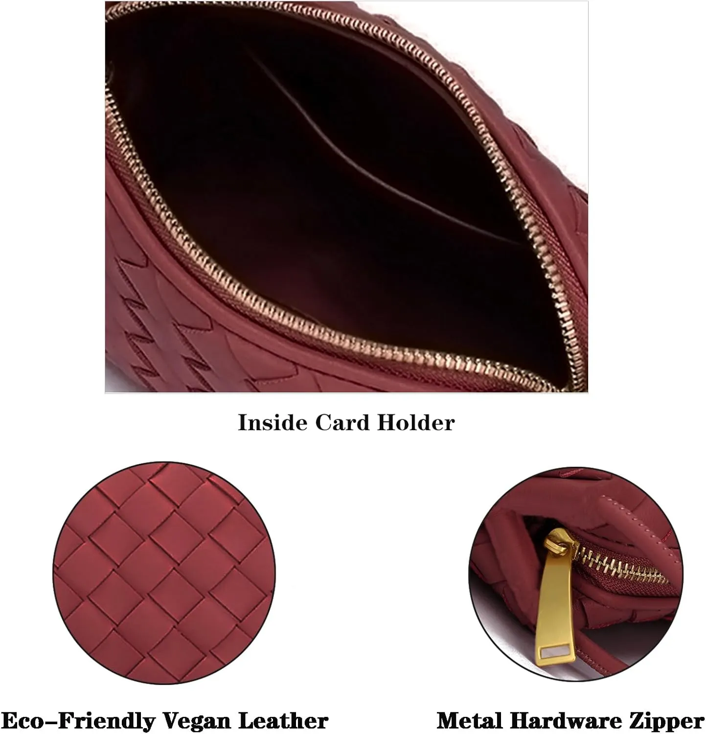 Woven Crossbody Bags For Women, Small Handmade Purse Clutch Shoulderbag Handbag, Zipper Closure