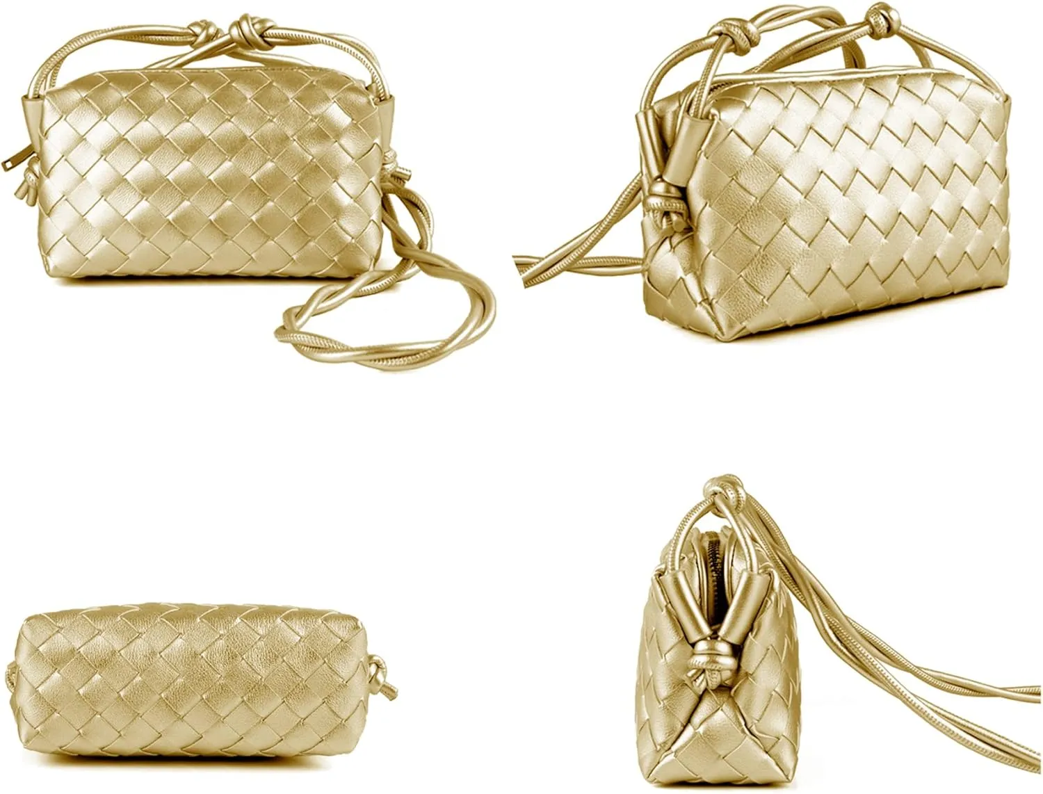 Woven Crossbody Bags For Women, Small Handmade Purse Clutch Shoulderbag Handbag, Zipper Closure