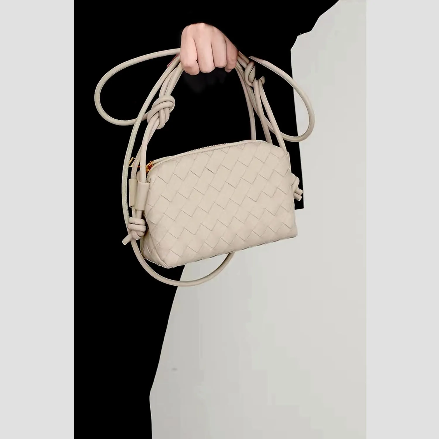 Woven Crossbody Bags For Women, Small Handmade Purse Clutch Shoulderbag Handbag, Zipper Closure