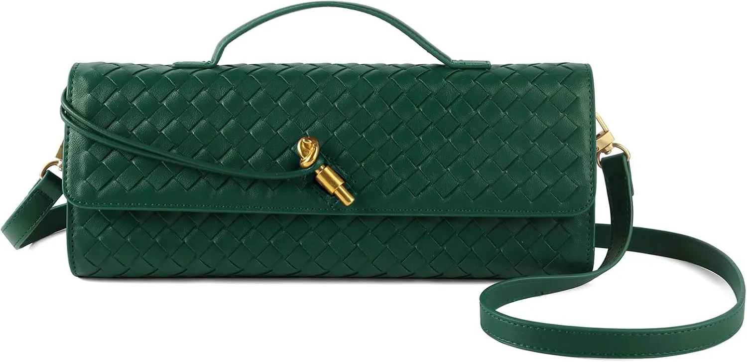 Woven Handbag for Women Evening Shoulder Bag Casual Leather Handbag Fashion Crossbody Clutch Purse