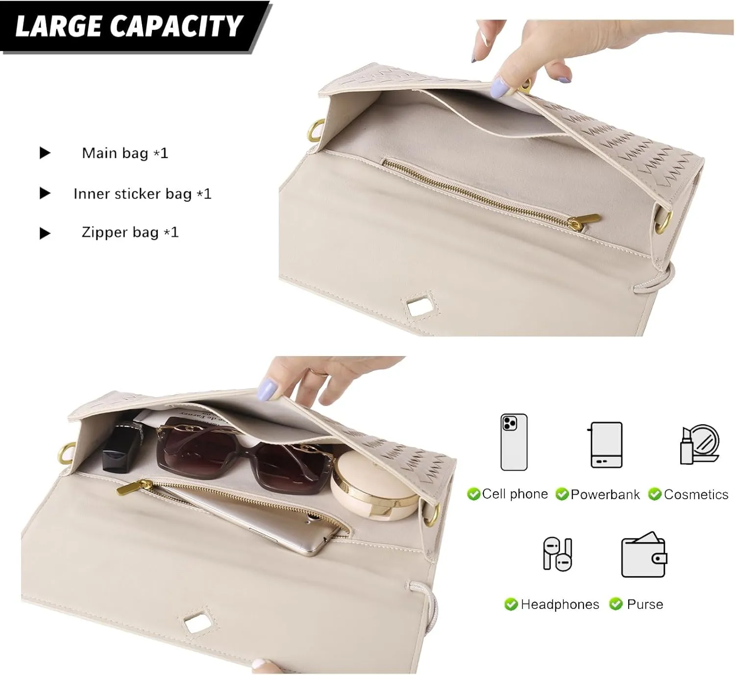 Woven Handbag for Women Evening Shoulder Bag Casual Leather Handbag Fashion Crossbody Clutch Purse