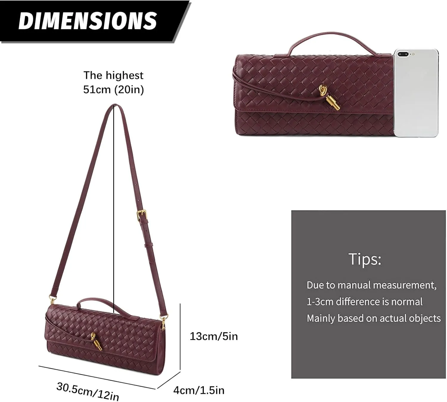 Woven Handbag for Women Evening Shoulder Bag Casual Leather Handbag Fashion Crossbody Clutch Purse
