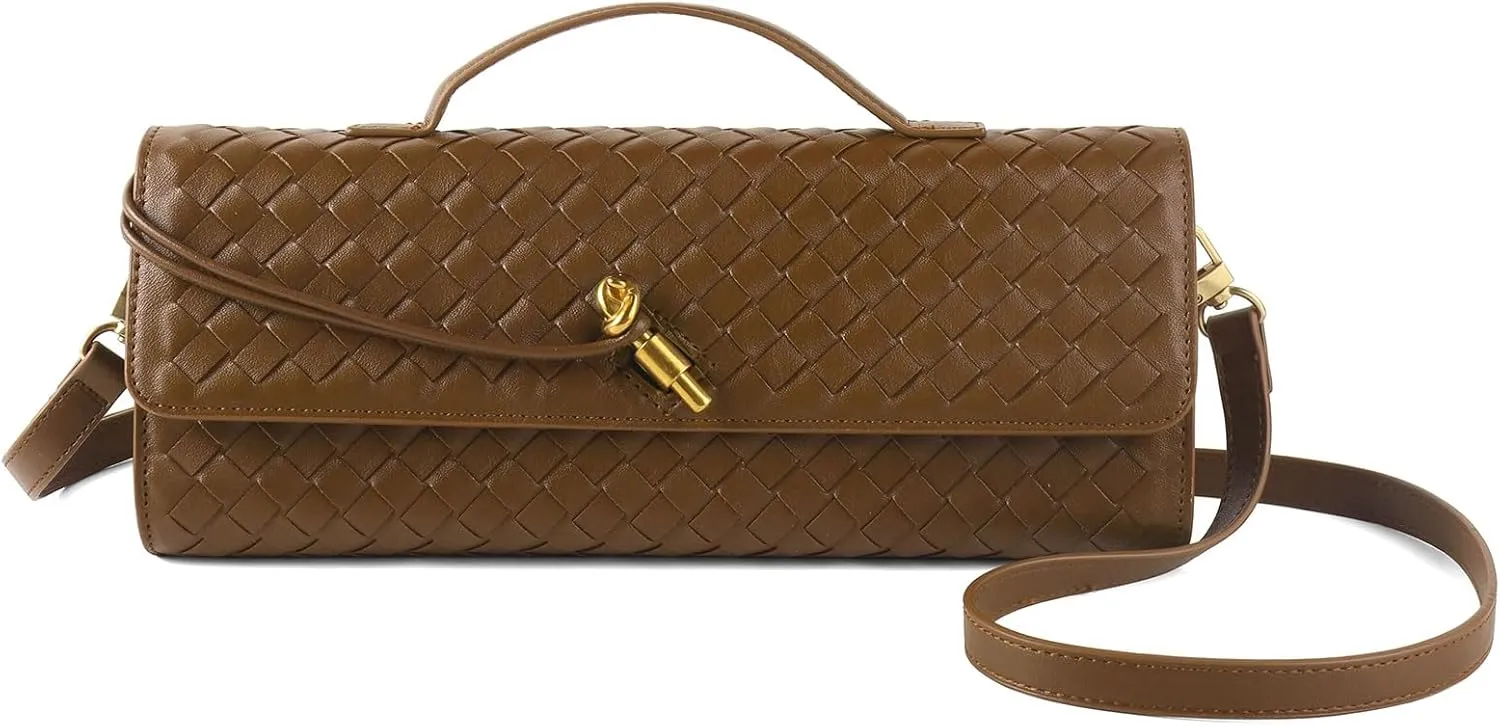 Woven Handbag for Women Evening Shoulder Bag Casual Leather Handbag Fashion Crossbody Clutch Purse