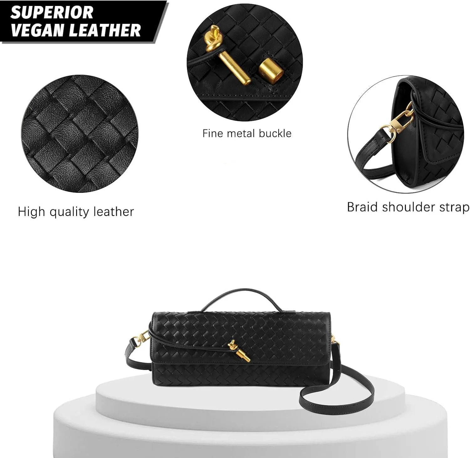 Woven Handbag for Women Evening Shoulder Bag Casual Leather Handbag Fashion Crossbody Clutch Purse