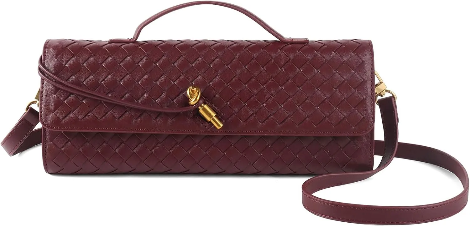 Woven Handbag for Women Evening Shoulder Bag Casual Leather Handbag Fashion Crossbody Clutch Purse
