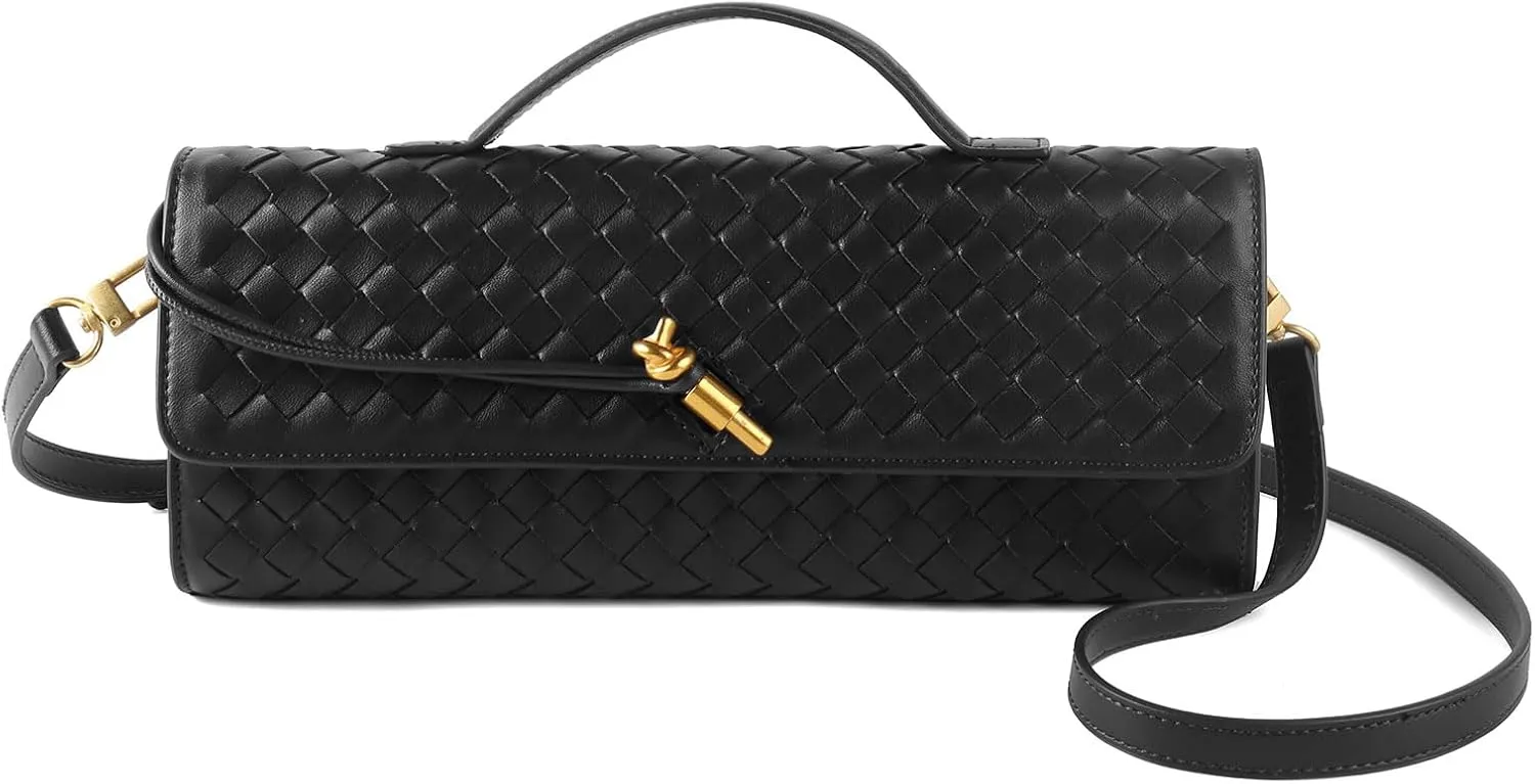 Woven Handbag for Women Evening Shoulder Bag Casual Leather Handbag Fashion Crossbody Clutch Purse