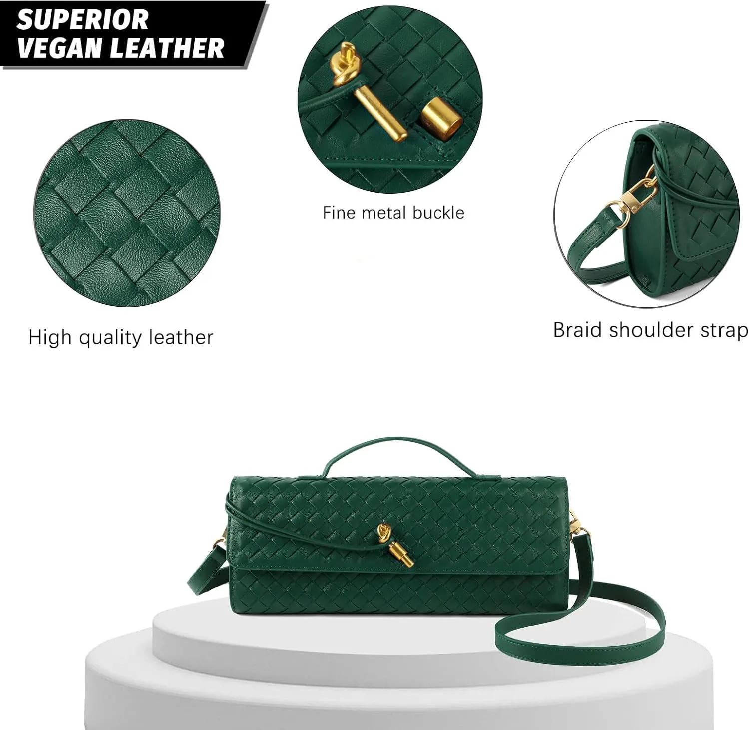 Woven Handbag for Women Evening Shoulder Bag Casual Leather Handbag Fashion Crossbody Clutch Purse