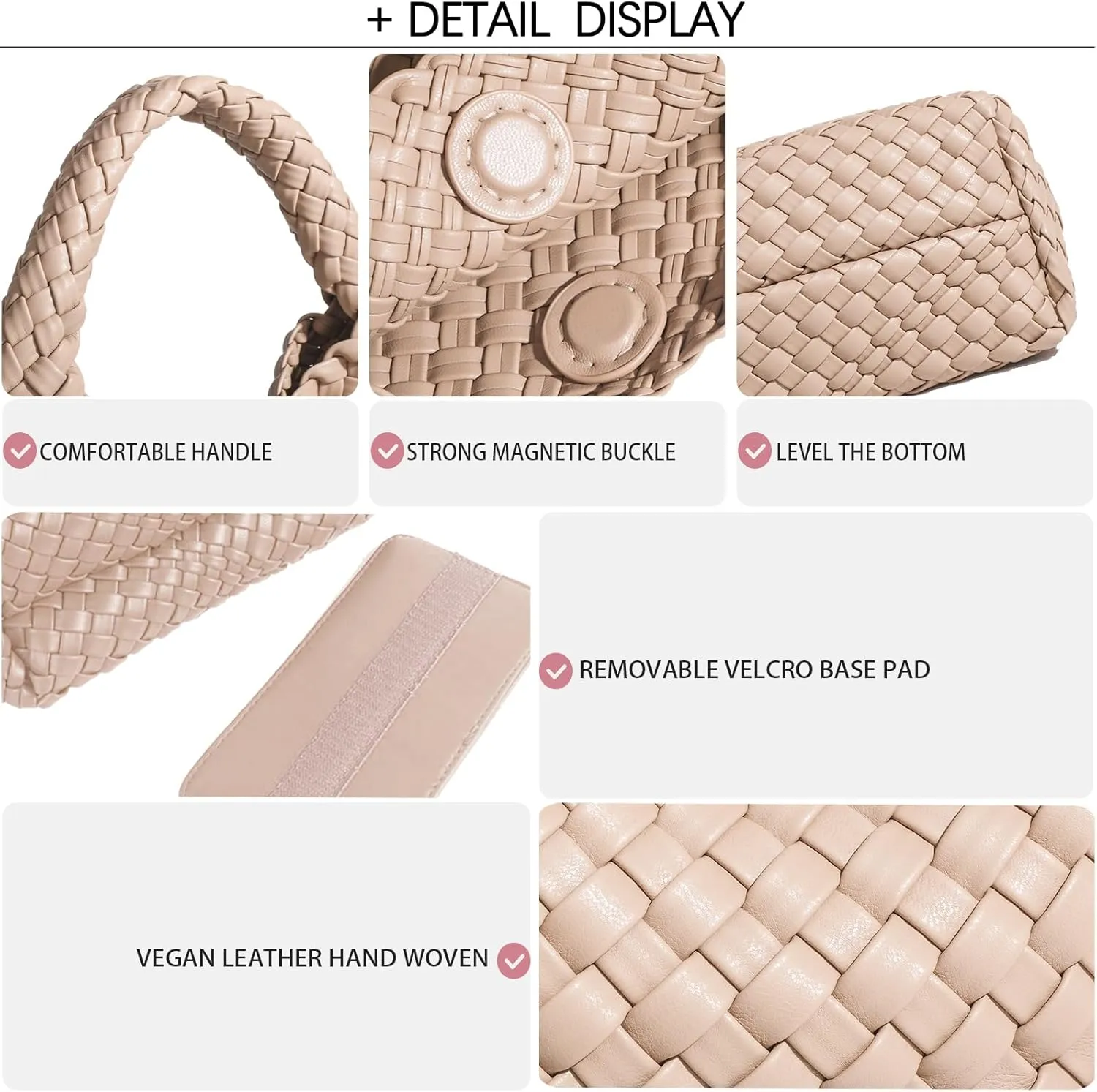 Woven Tote Bag For Women, Soft Foldable Top-Handle Wristlet Bag, Fashion Hobo Handbag, Composite Bag with Coin Purse