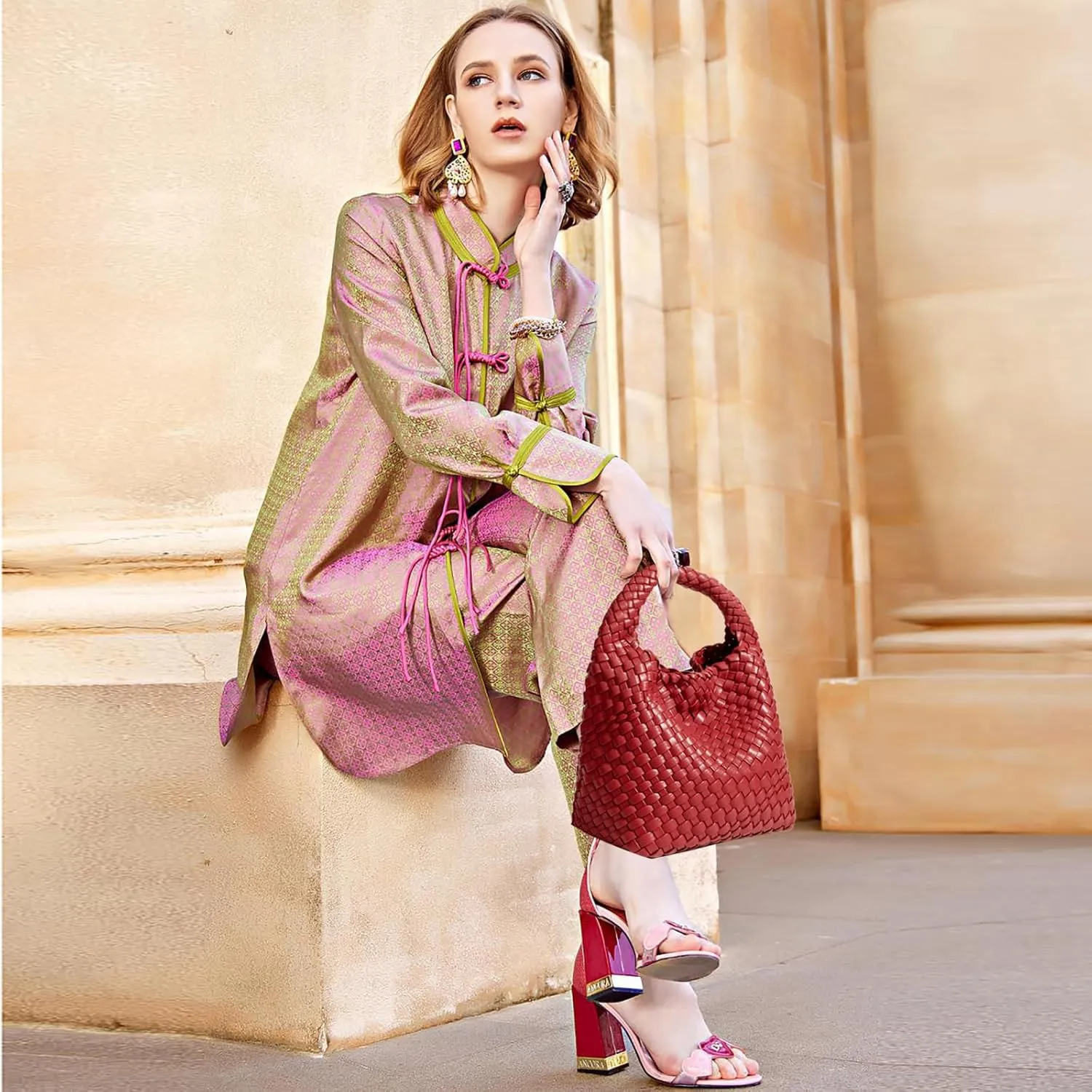 Woven Tote Bag For Women, Soft Foldable Top-Handle Wristlet Bag, Fashion Hobo Handbag, Composite Bag with Coin Purse