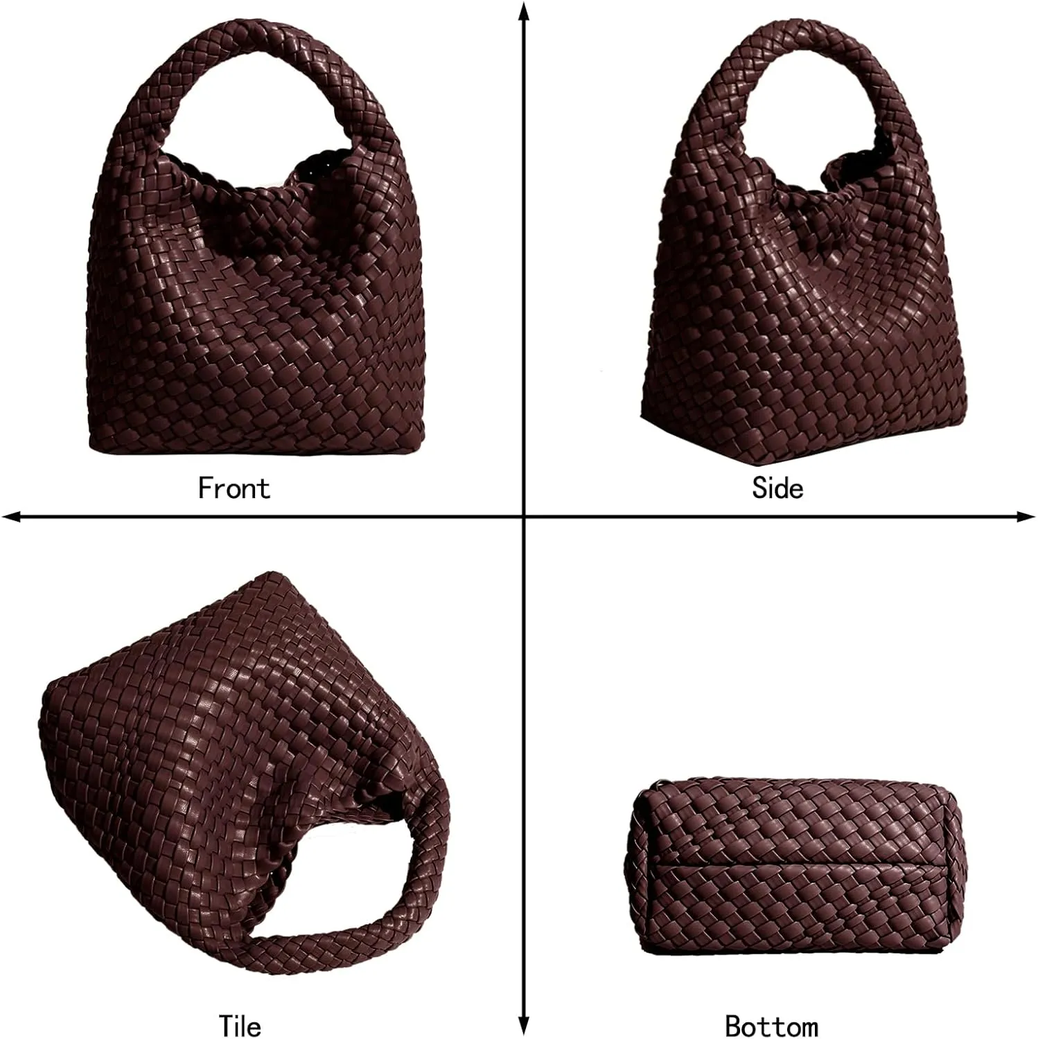 Woven Tote Bag For Women, Soft Foldable Top-Handle Wristlet Bag, Fashion Hobo Handbag, Composite Bag with Coin Purse