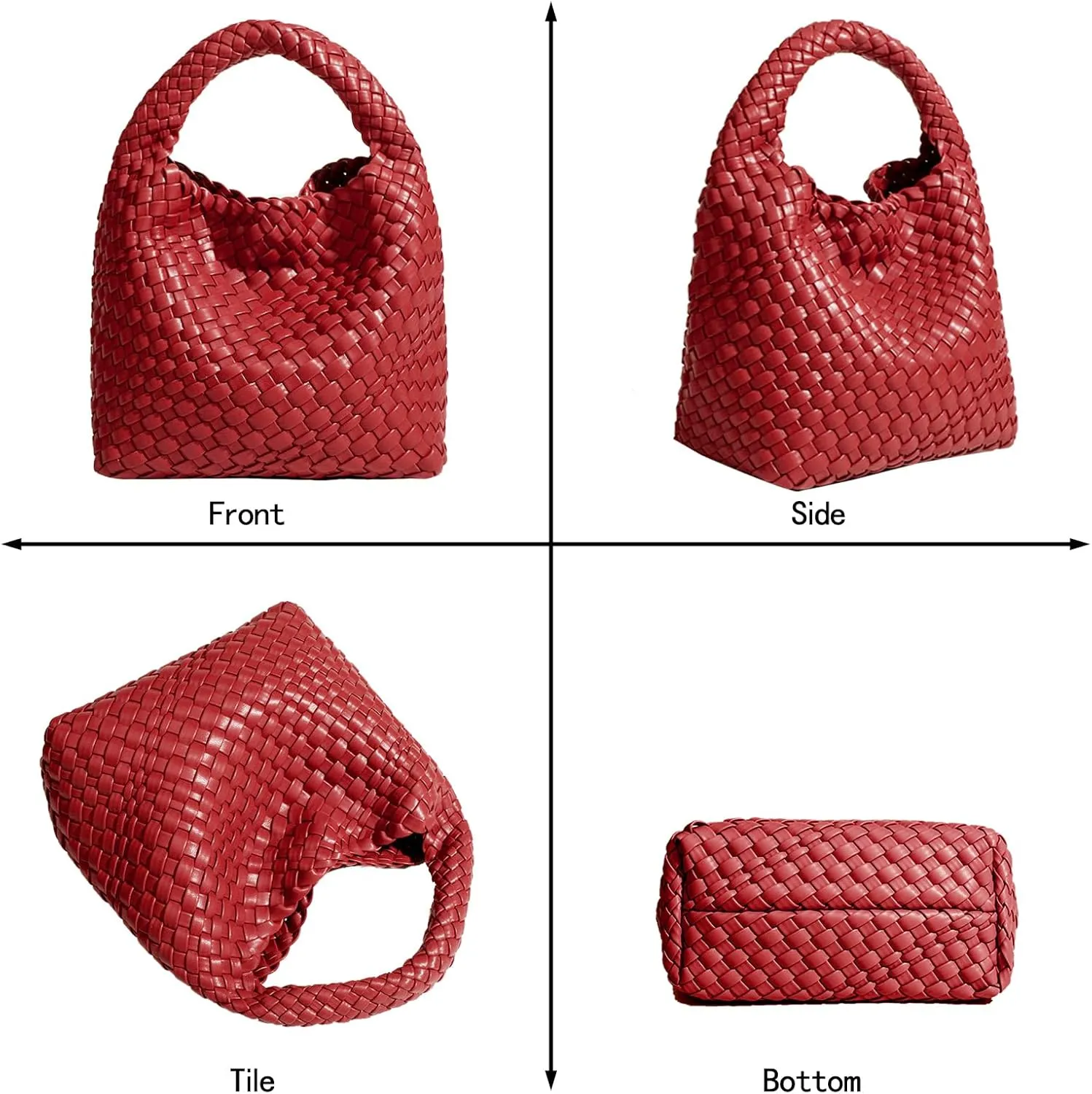 Woven Tote Bag For Women, Soft Foldable Top-Handle Wristlet Bag, Fashion Hobo Handbag, Composite Bag with Coin Purse