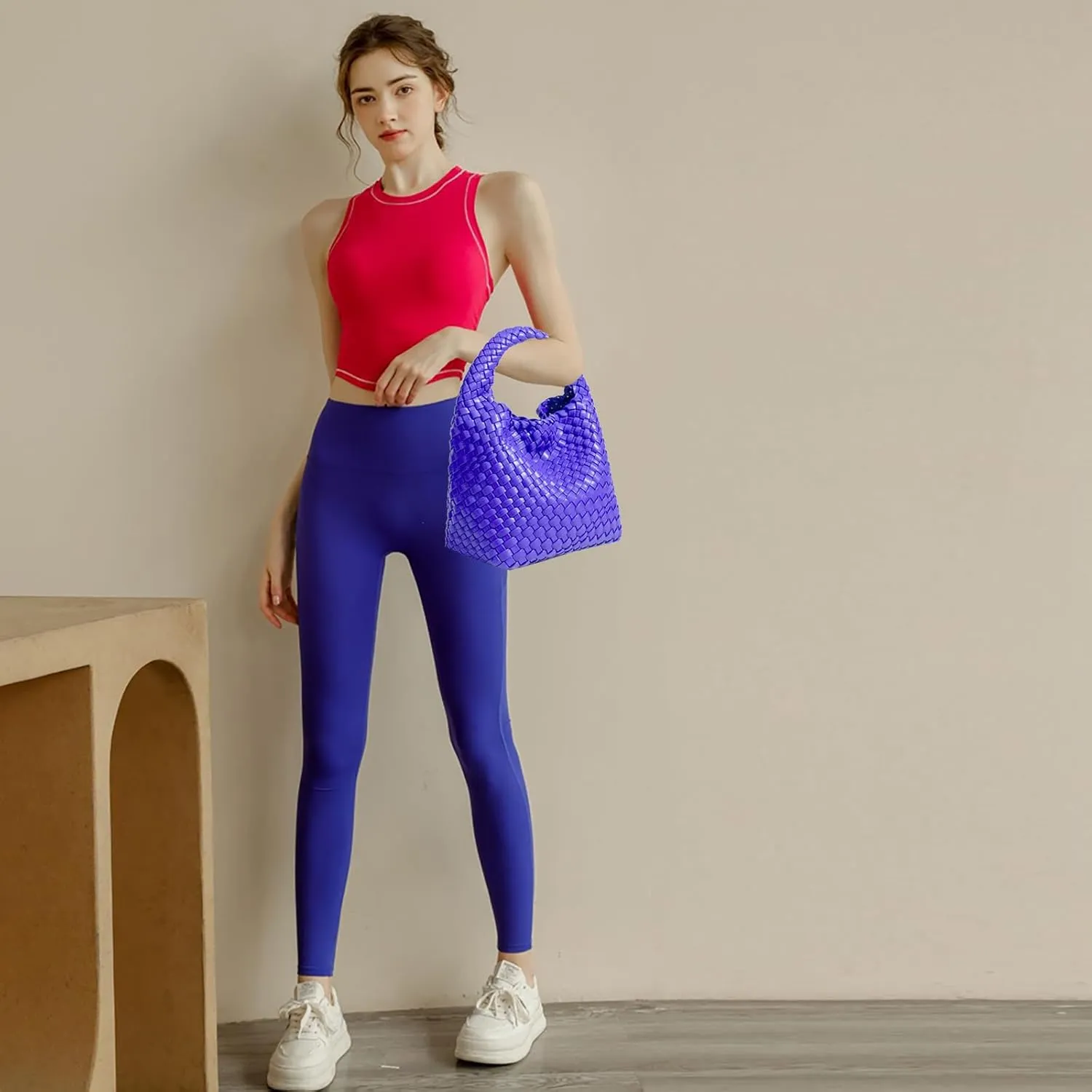 Woven Tote Bag For Women, Soft Foldable Top-Handle Wristlet Bag, Fashion Hobo Handbag, Composite Bag with Coin Purse