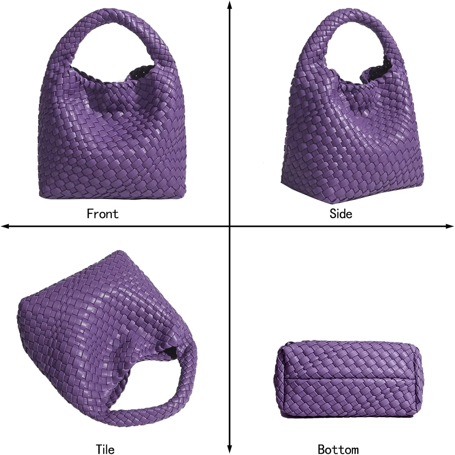 Woven Tote Bag For Women, Soft Foldable Top-Handle Wristlet Bag, Fashion Hobo Handbag, Composite Bag with Coin Purse
