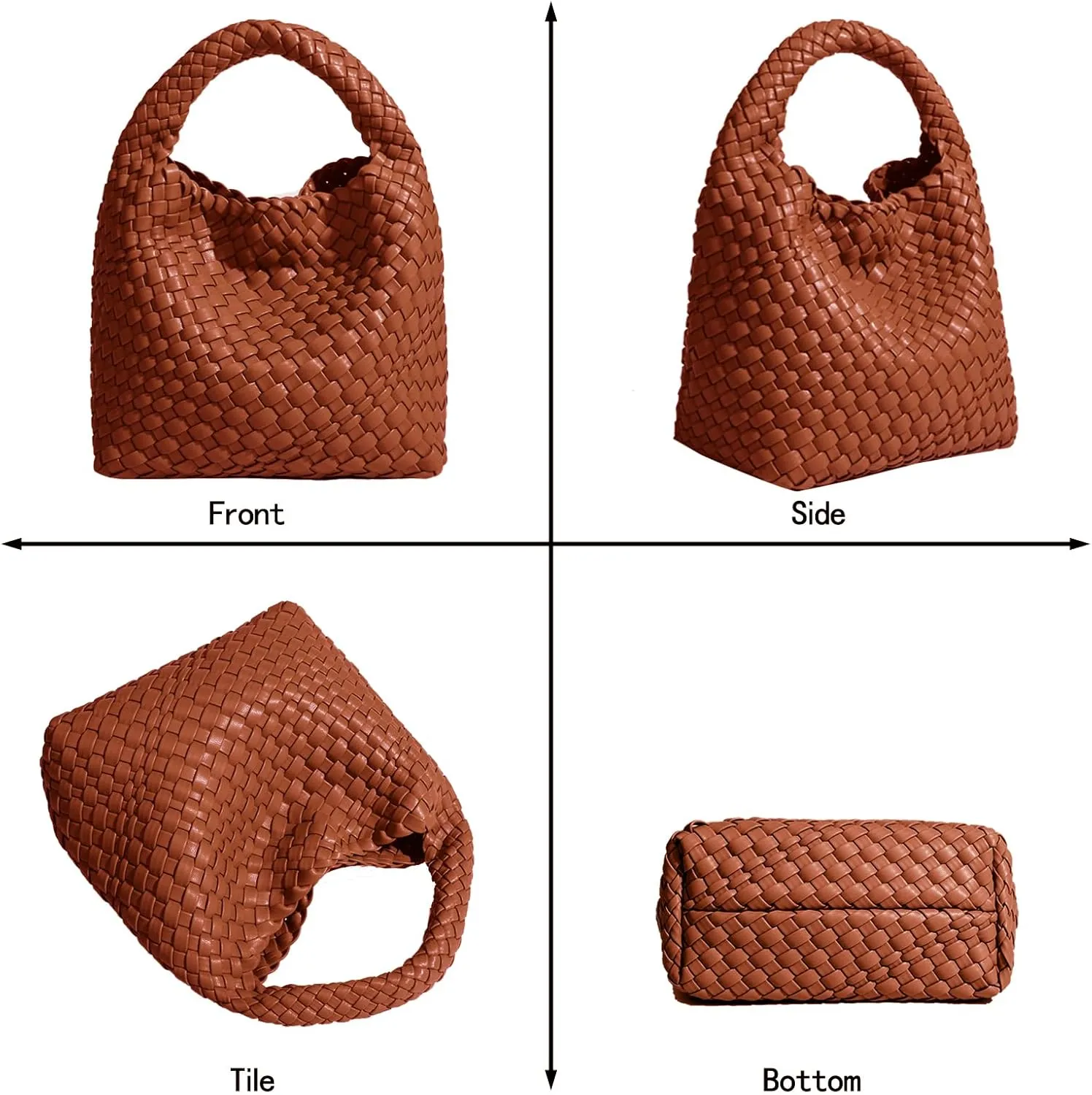 Woven Tote Bag For Women, Soft Foldable Top-Handle Wristlet Bag, Fashion Hobo Handbag, Composite Bag with Coin Purse