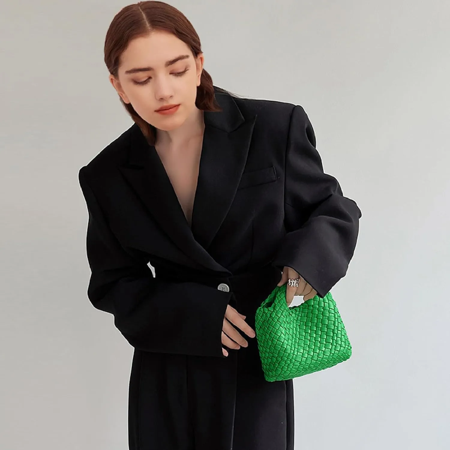 Woven Tote Bag for Women with Coin Purse, Foldable Chain Small Crossbody Handbags, Fashion Shoulder Bag, Hobo Satchel