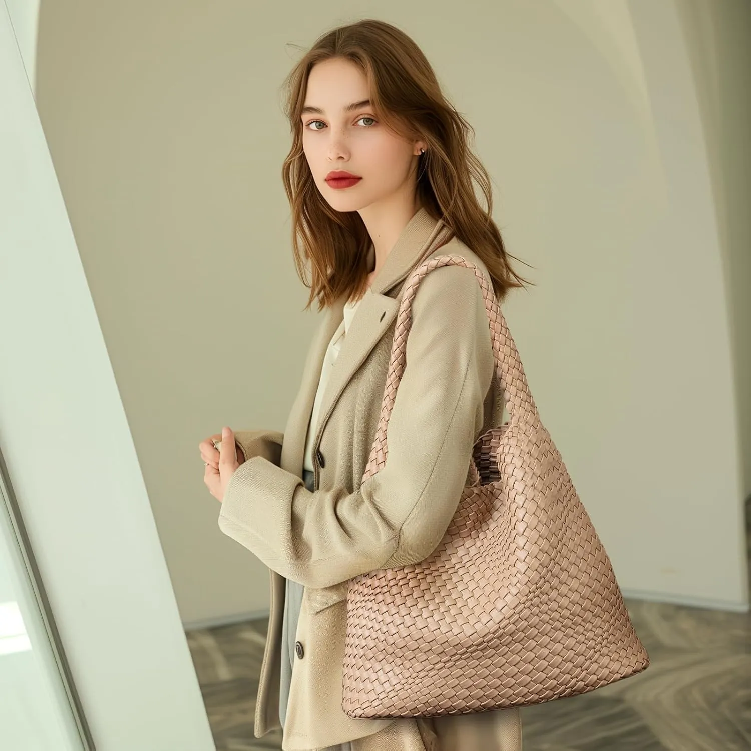 Woven Tote Bag for Women Woven Purse Large Woven Tote Braided Purse Weave Purse with Top Handle