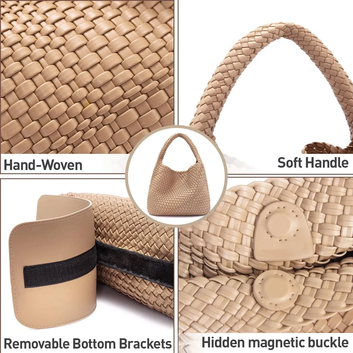 Woven Tote Bag for Women Woven Purse Large Woven Tote Braided Purse Weave Purse with Top Handle
