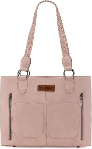 Wrangler Distressed Tote Bag for Women Western Purse Multi Pockets Handbags and Shoulder Bag