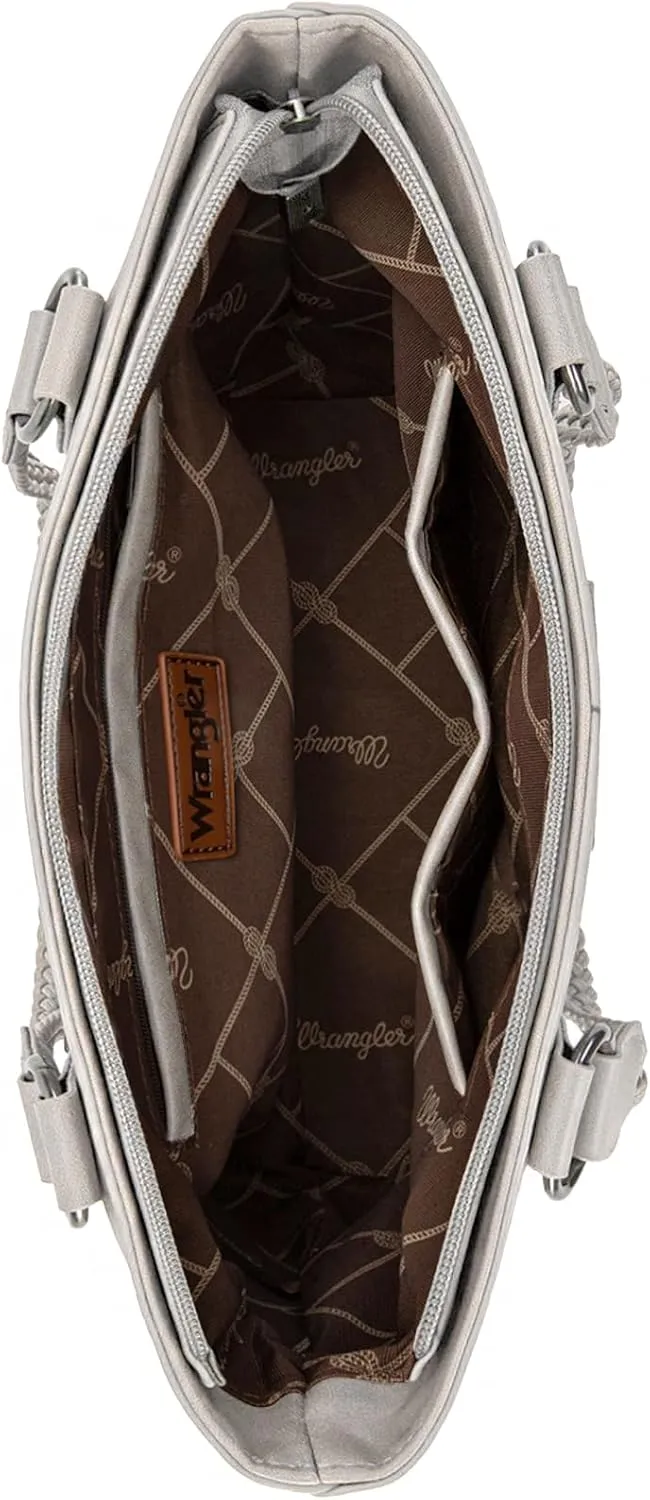 Wrangler Distressed Tote Bag for Women Western Purse Multi Pockets Handbags and Shoulder Bag