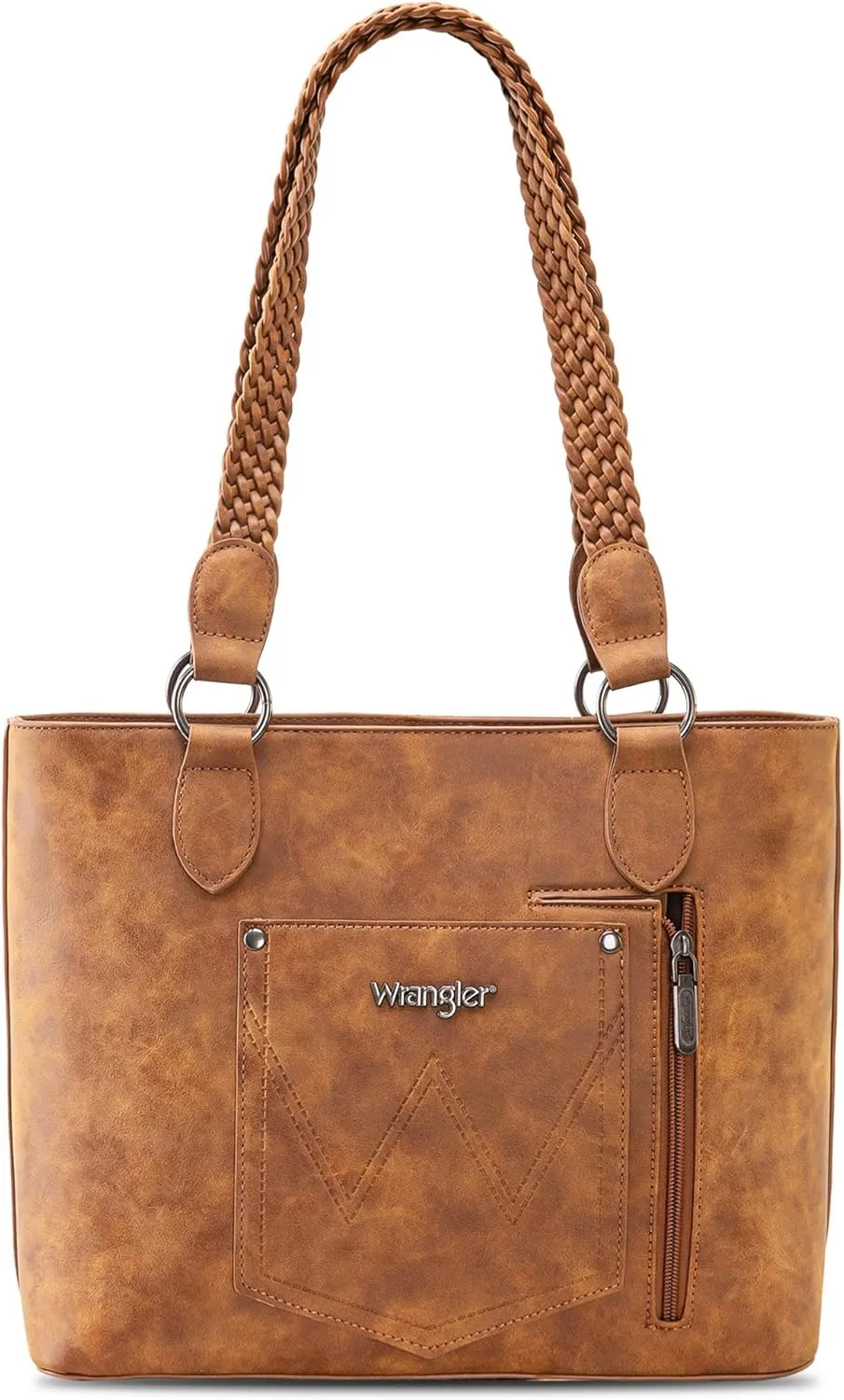 Wrangler Distressed Tote Bag for Women Western Purse Multi Pockets Handbags and Shoulder Bag