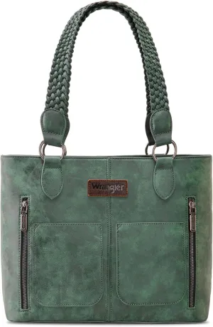 Wrangler Distressed Tote Bag for Women Western Purse Multi Pockets Handbags and Shoulder Bag