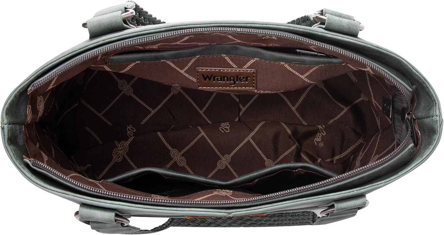 Wrangler Distressed Tote Bag for Women Western Purse Multi Pockets Handbags and Shoulder Bag