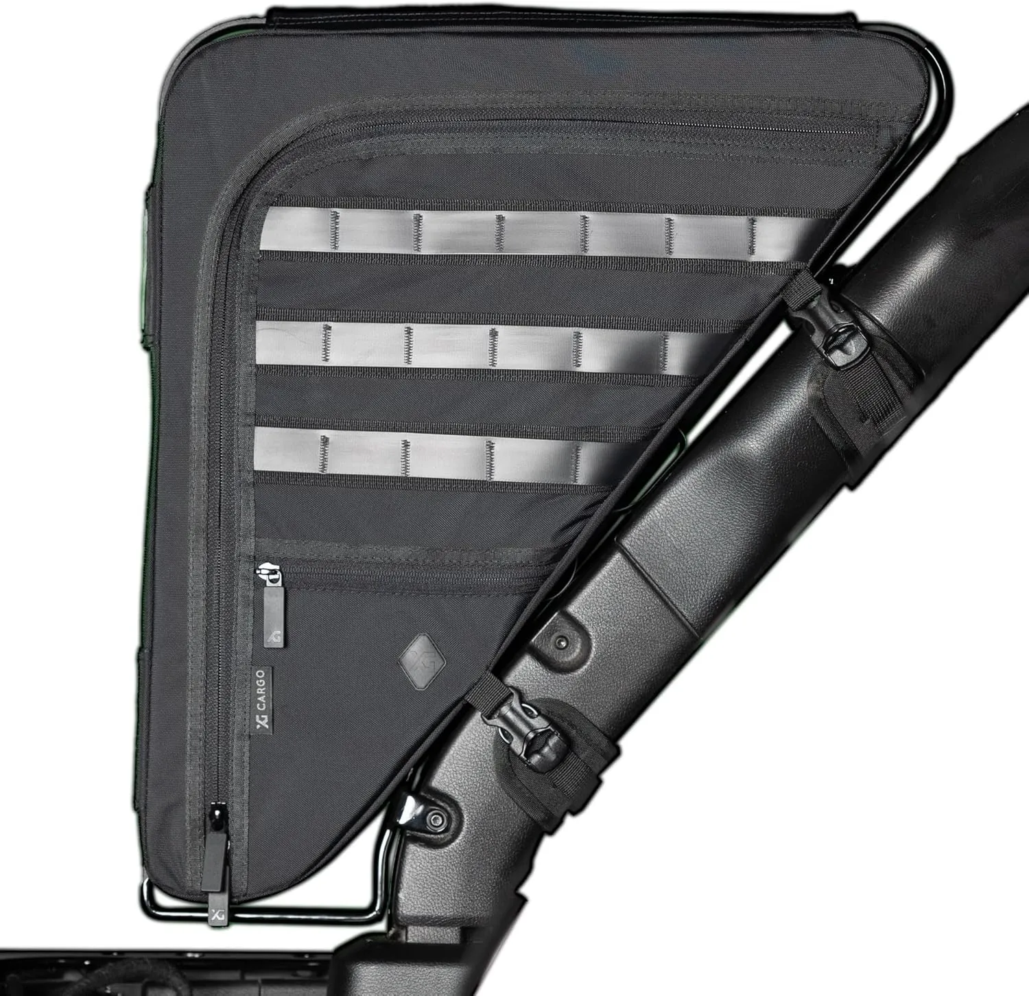 Wrangler Gama Adventure JL/4XE | Jeep Wrangler Storage Bag | Jeep Roll Bar Storage Bag | Patented Sports Bar Mount | Heavy Duty Nylon | Black (12lb)