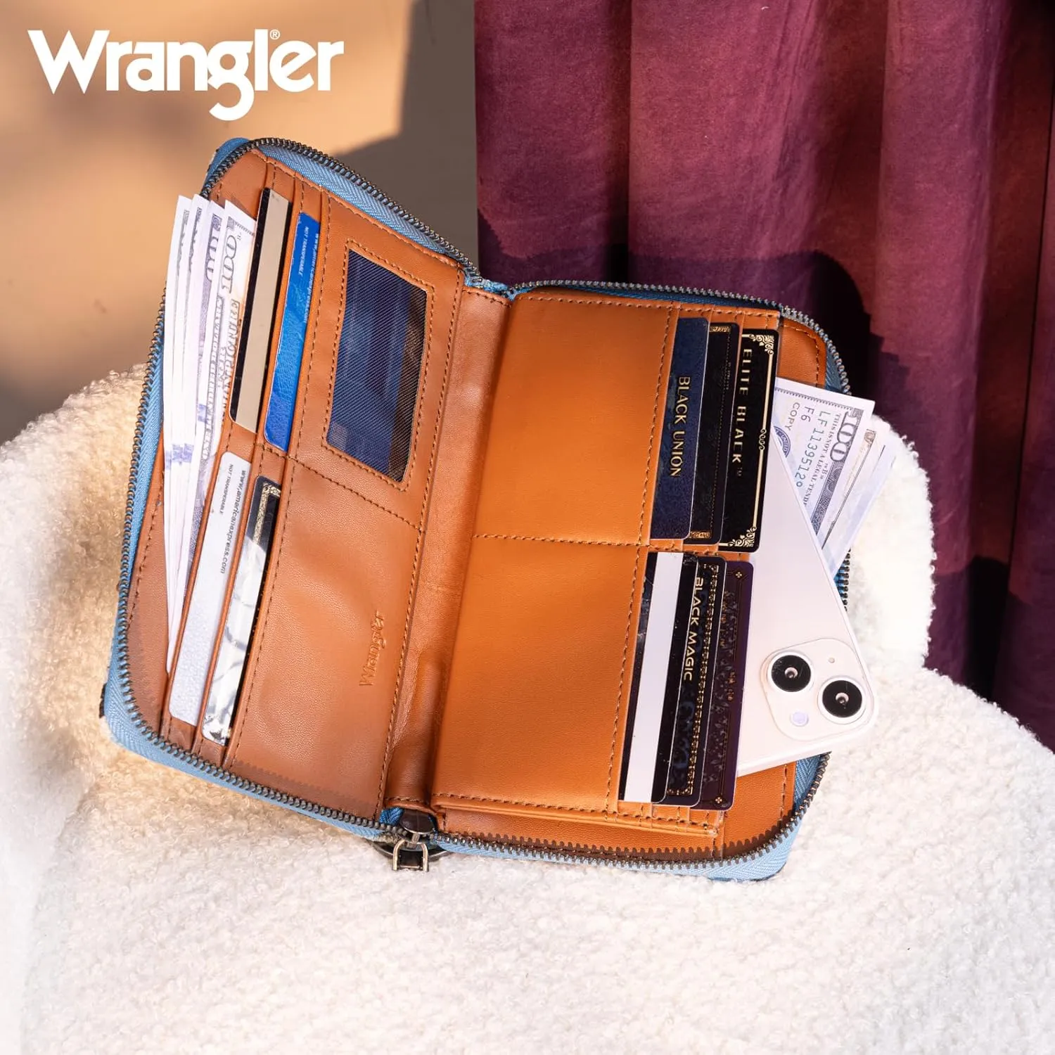 Wrangler Wallet Wristlet Aztec Clutch Long Purse Boho Credit Card Holder Wallet