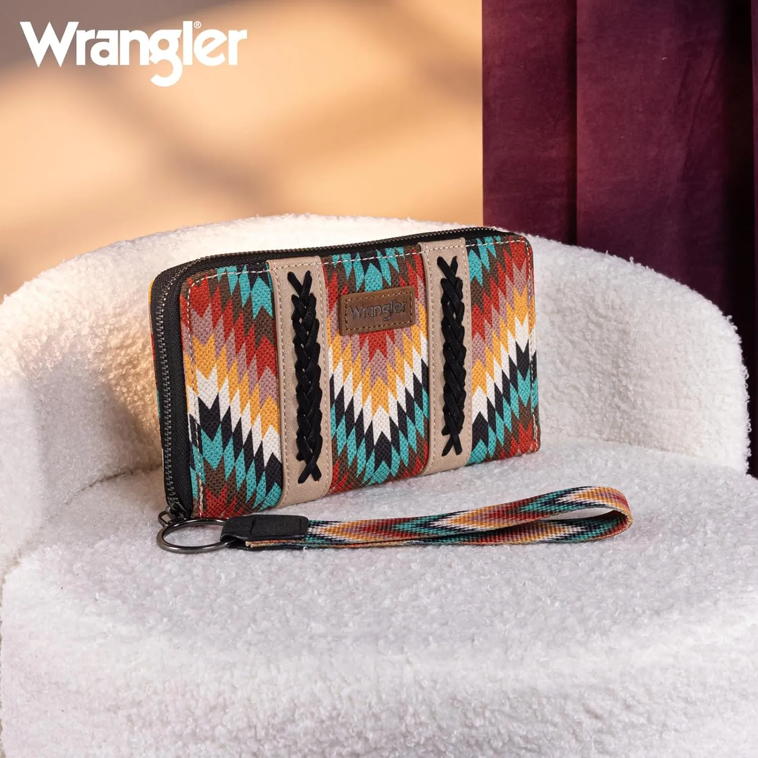 Wrangler Wallet Wristlet Aztec Clutch Long Purse Boho Credit Card Holder Wallet