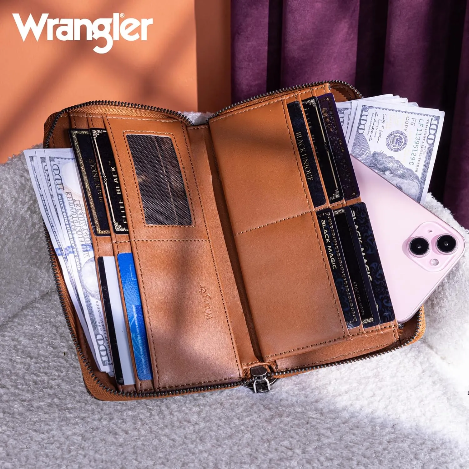 Wrangler Wallet Wristlet Aztec Clutch Long Purse Boho Credit Card Holder Wallet