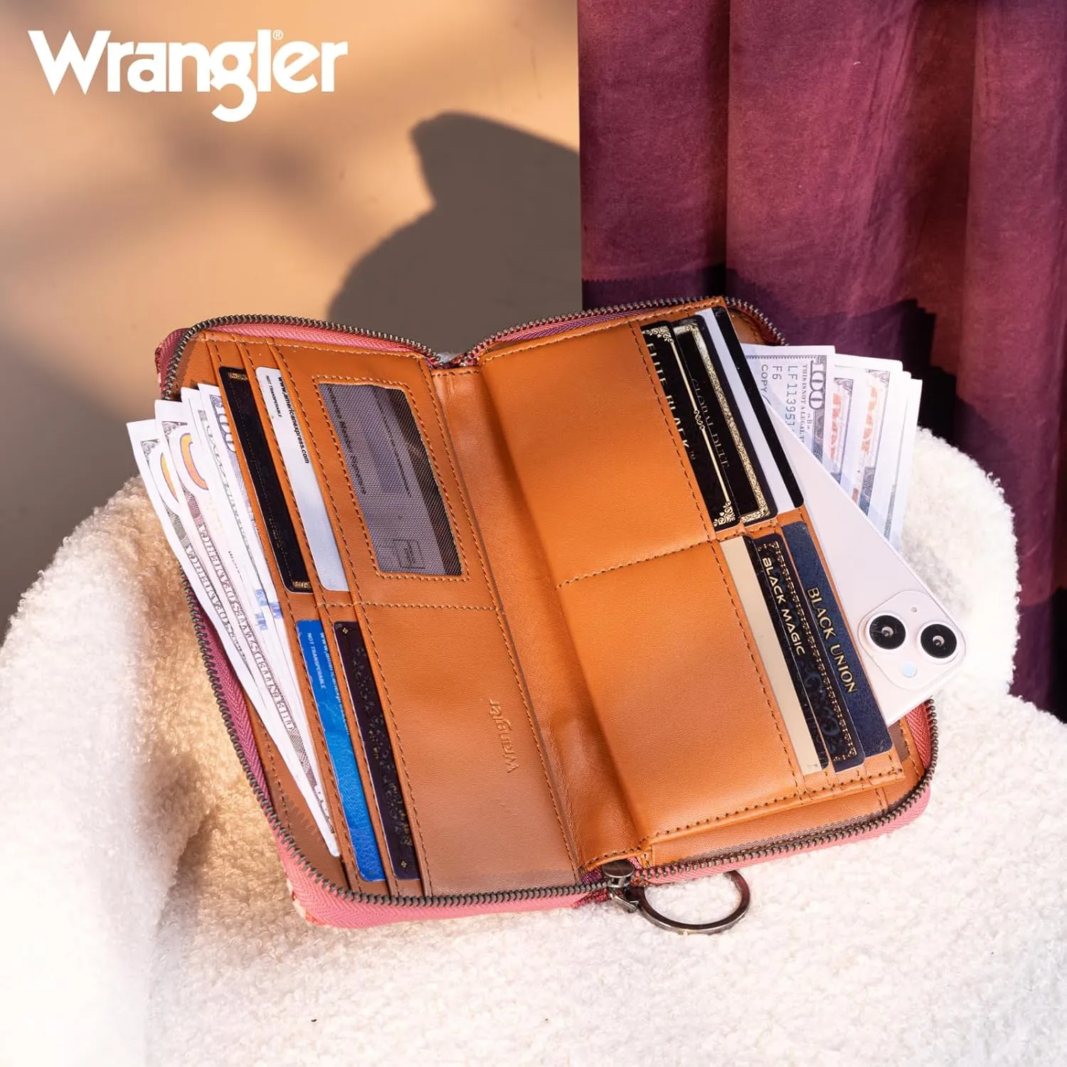 Wrangler Wallet Wristlet Aztec Clutch Long Purse Boho Credit Card Holder Wallet