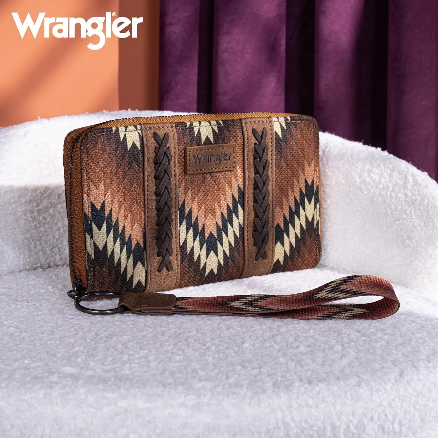 Wrangler Wallet Wristlet Aztec Clutch Long Purse Boho Credit Card Holder Wallet