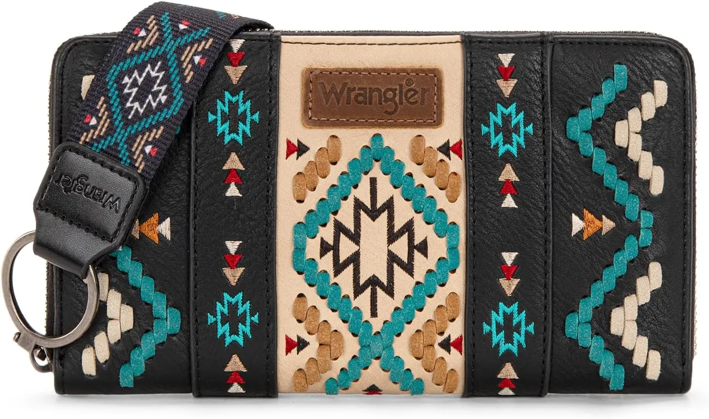 Wrangler Wallet Wristlet Aztec Clutch Long Purse Boho Credit Card Holder Wallet