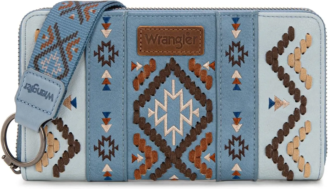 Wrangler Wallet Wristlet Aztec Clutch Long Purse Boho Credit Card Holder Wallet