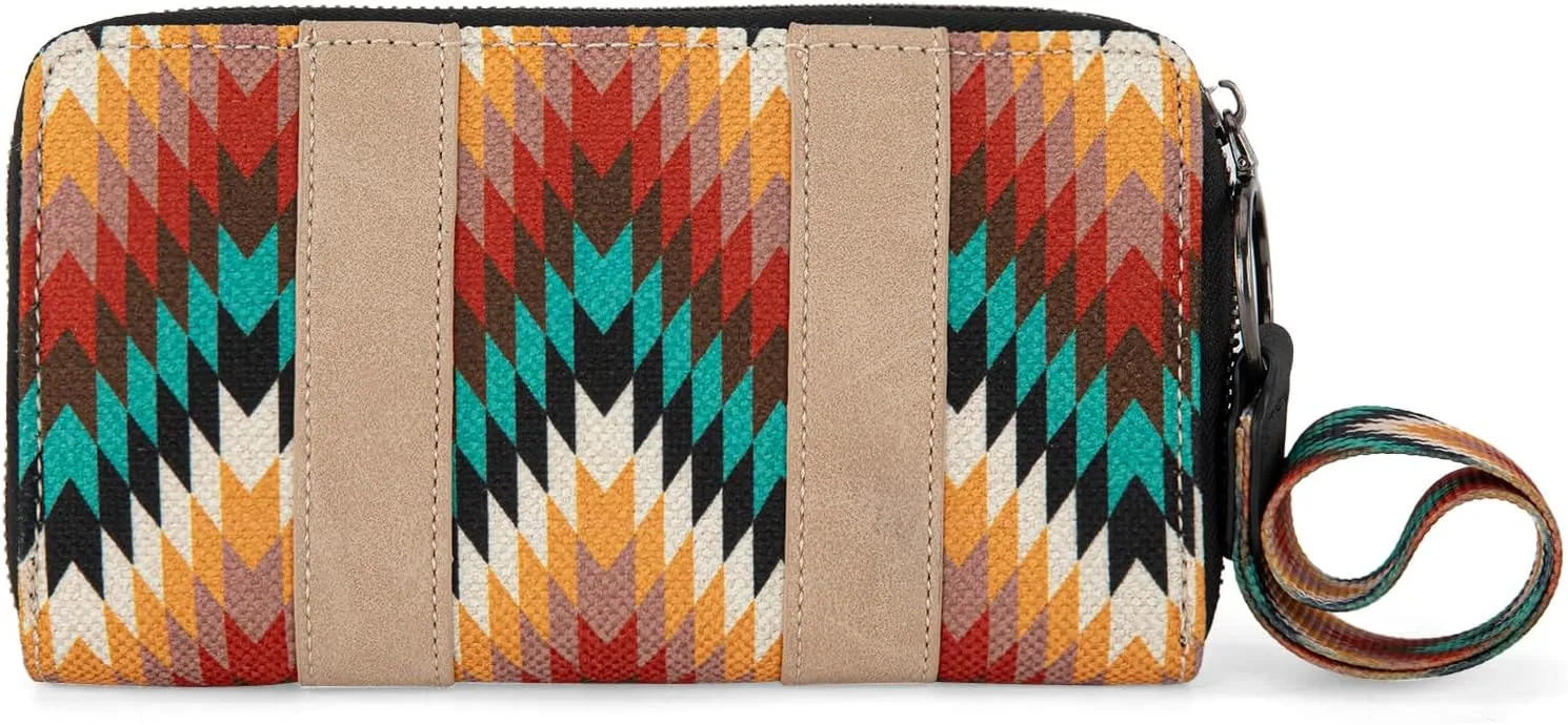 Wrangler Wallet Wristlet Aztec Clutch Long Purse Boho Credit Card Holder Wallet