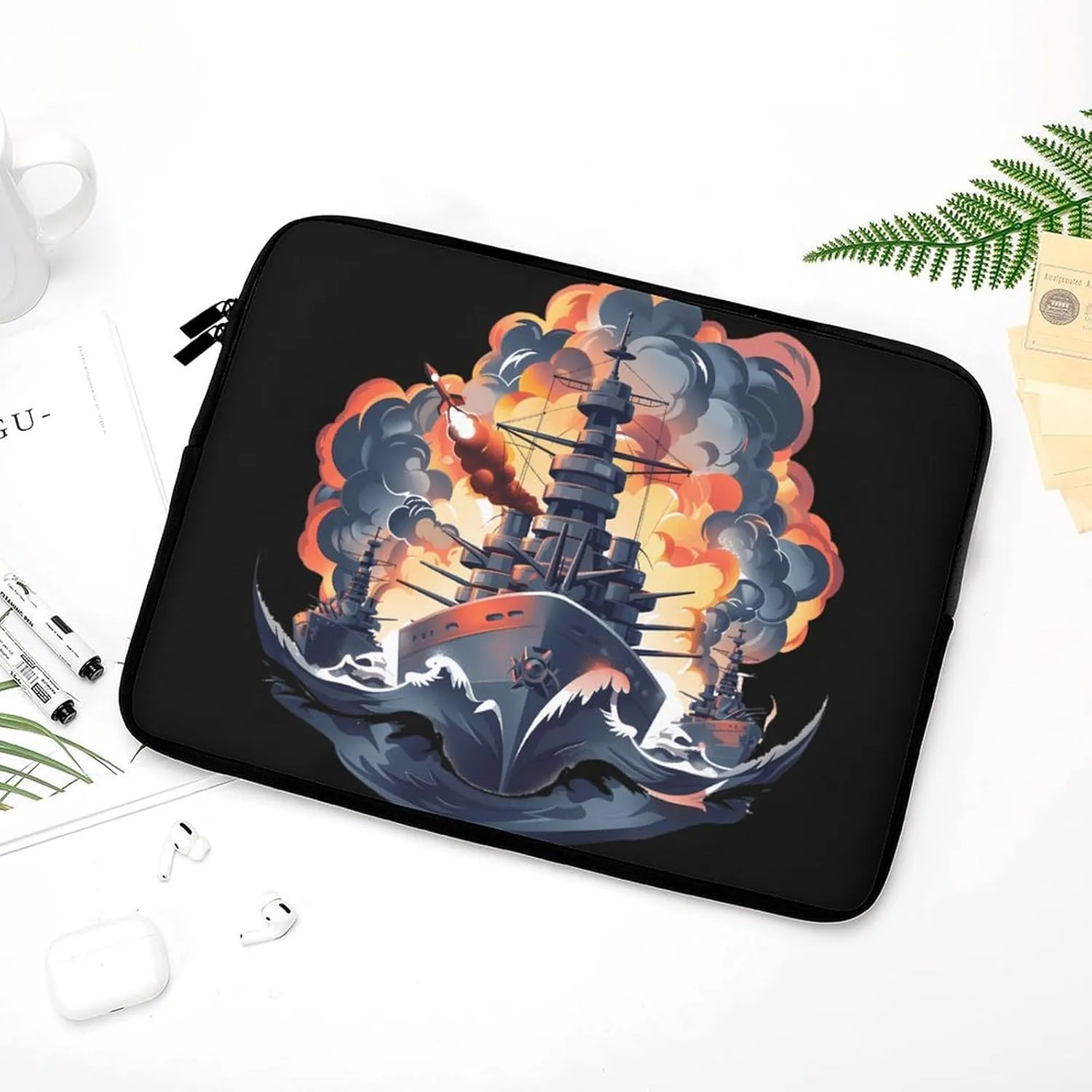 WW2 Warship Battleship Cruisers Naval Fleet Laptop Bag Portable Laptop Case Laptop Sleeve Computer Carrying Case Briefcase with Zippered