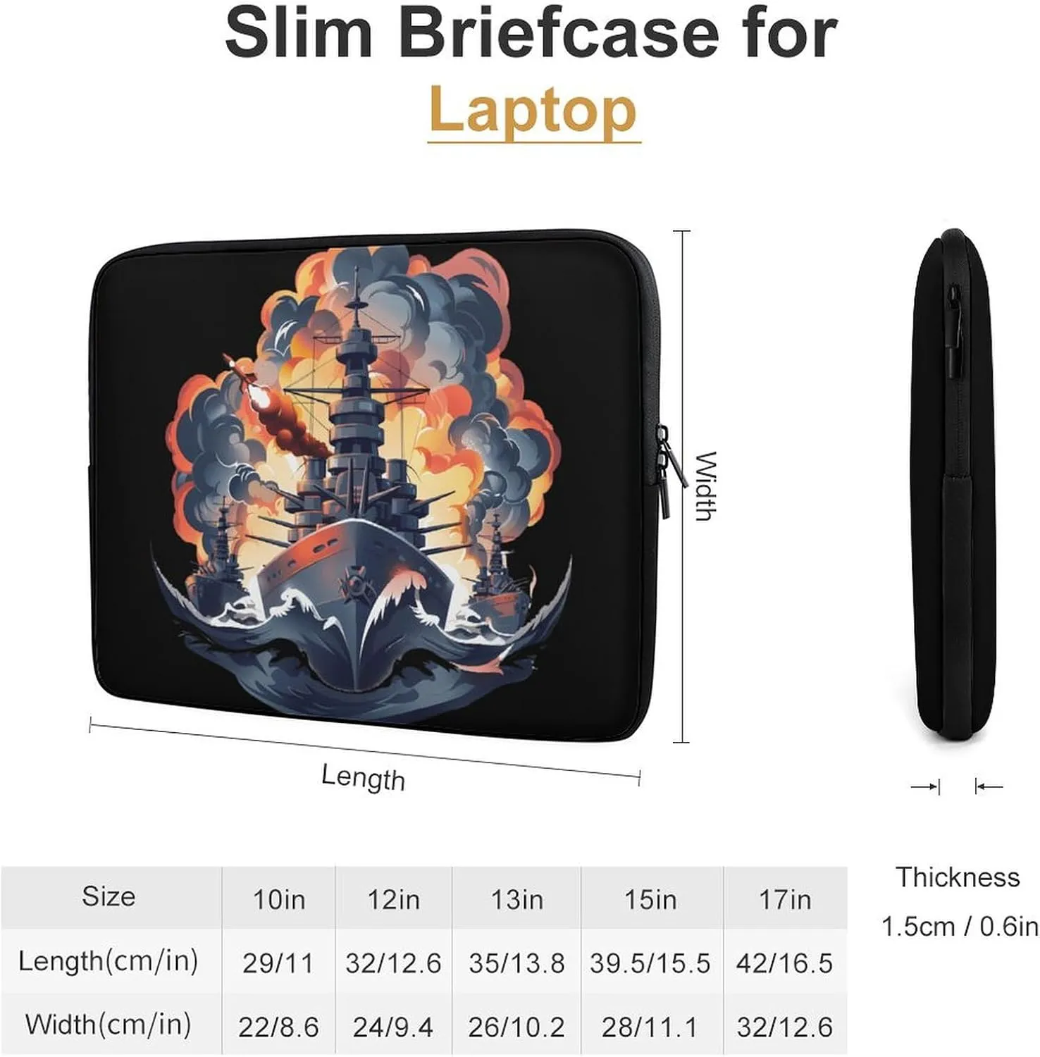 WW2 Warship Battleship Cruisers Naval Fleet Laptop Bag Portable Laptop Case Laptop Sleeve Computer Carrying Case Briefcase with Zippered
