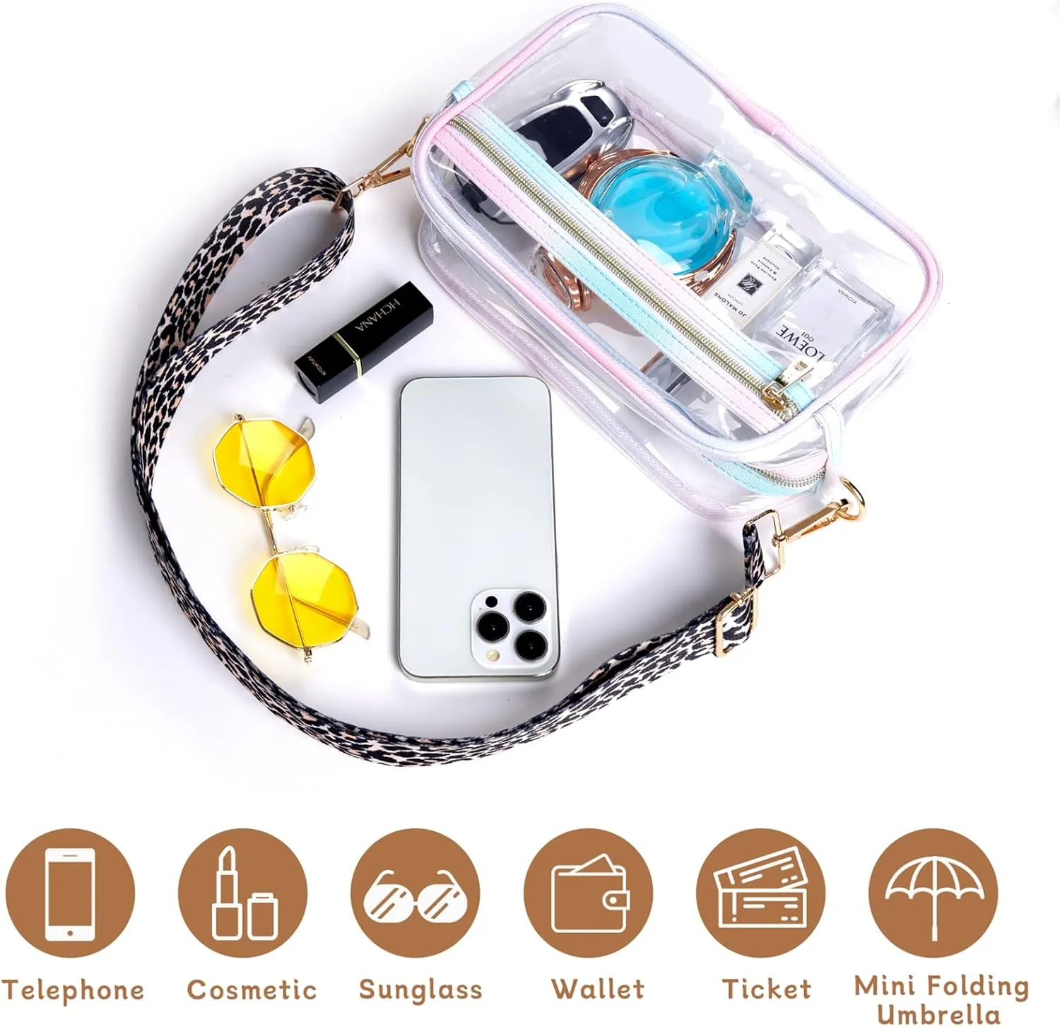 WYCY Clear Bag for Stadium Events Small Clear Purse for Women Stadium Approved Crossbody Bag for Concerts Sports Festivel