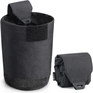 WYNEX Molle Tactical Dump Pouch, Tactical Mag Recovery Dump Pouch with Cord-Adjustable Collar Foldable Roll Up Utility Pouch Drawstring Mesh Bottom Dump Bag for Dynamic Shooting Hunting