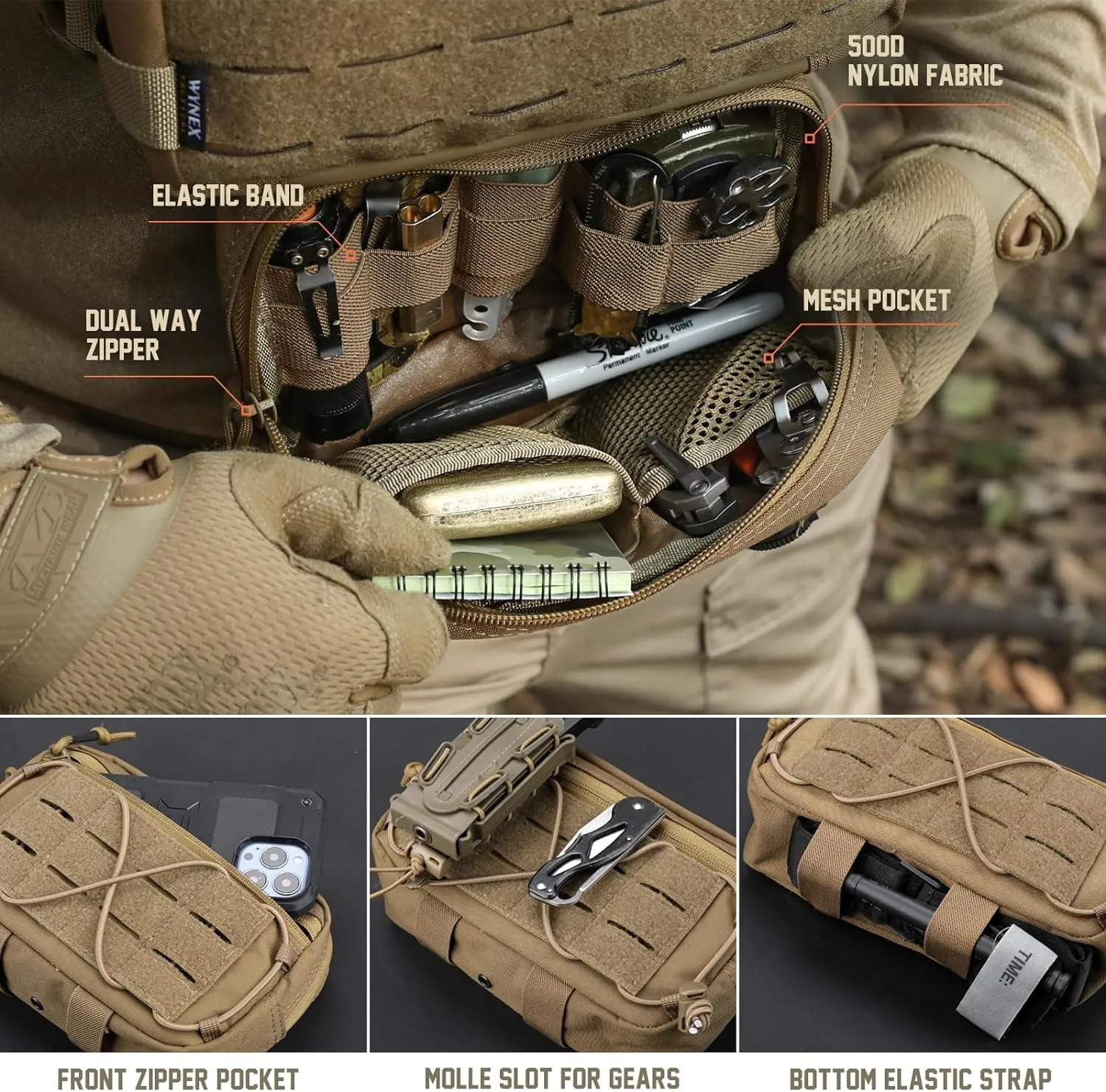 WYNEX Tactical Admin Dump Pouch, Molle Utility EDC Pouch Bag, Dual-Purpose Sub Abdominal Dangler Drop Pouch With Loop Back Strap for Vest
