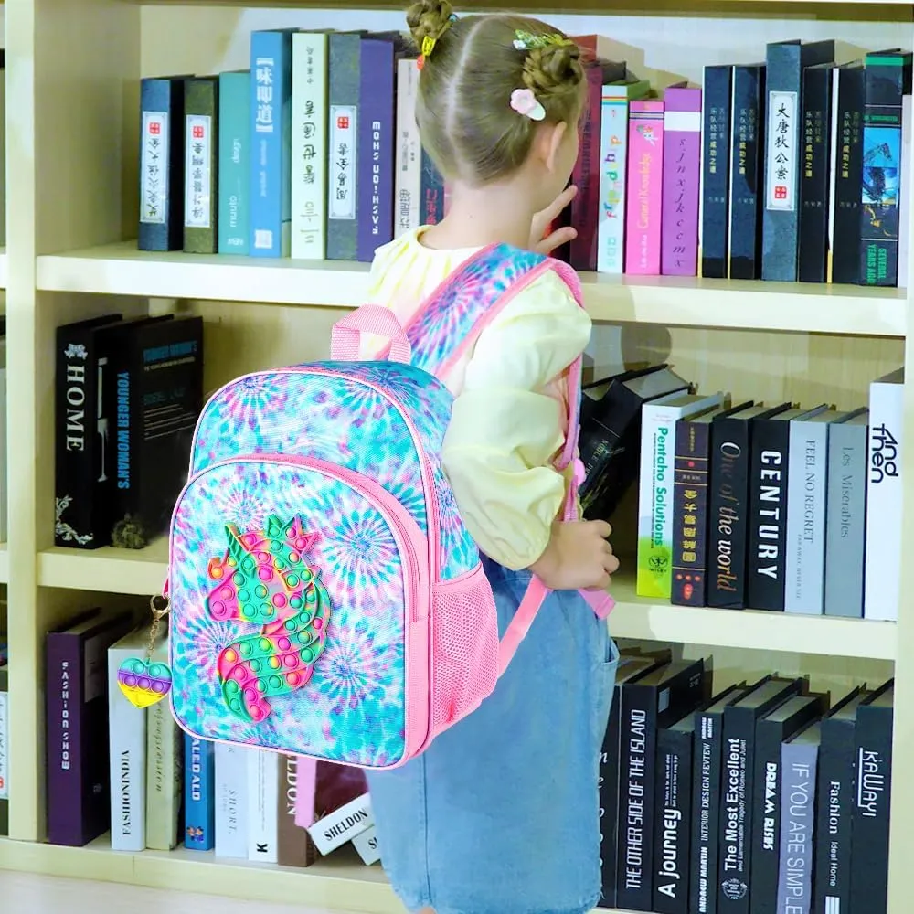WZLVO Kids Backpack for Girls,Unicorn Mermaid Prechool Elementary Kindergarten School Bookbag and Lunch Box