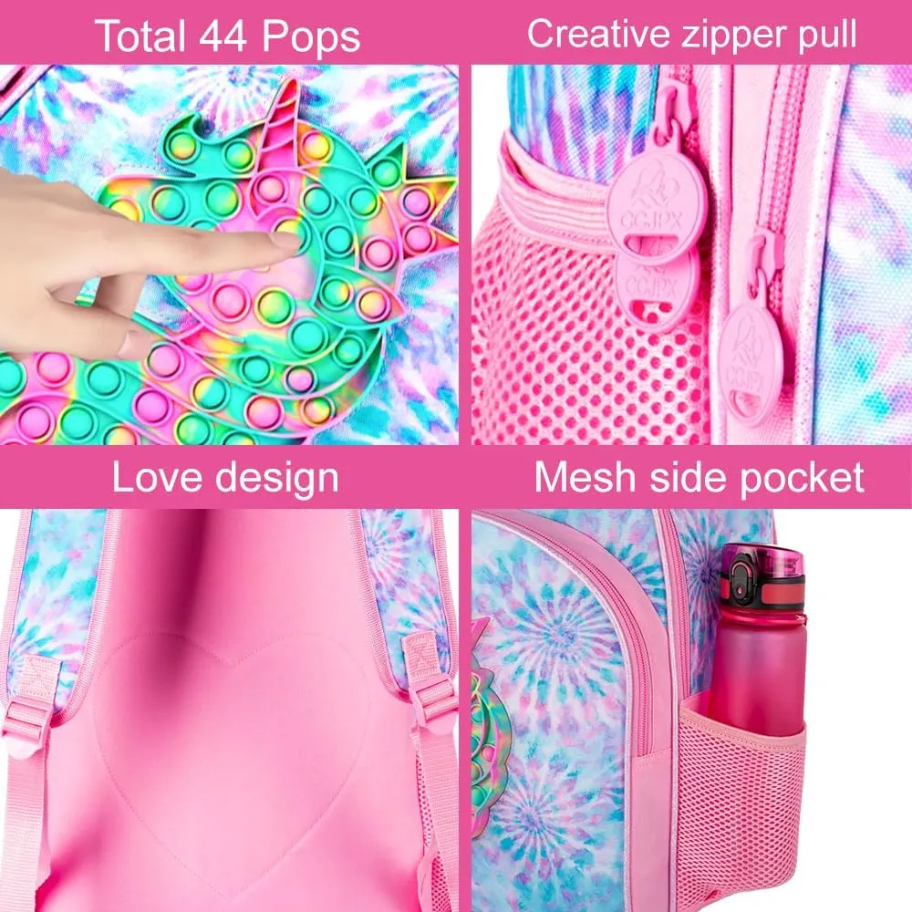 WZLVO Kids Backpack for Girls,Unicorn Mermaid Prechool Elementary Kindergarten School Bookbag and Lunch Box