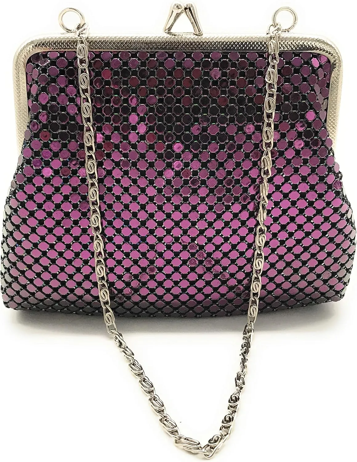 X-Small Women clutch metal mesh purse Hand carry chain for Cocktail Party Prom Wedding Banquet (Multi color)