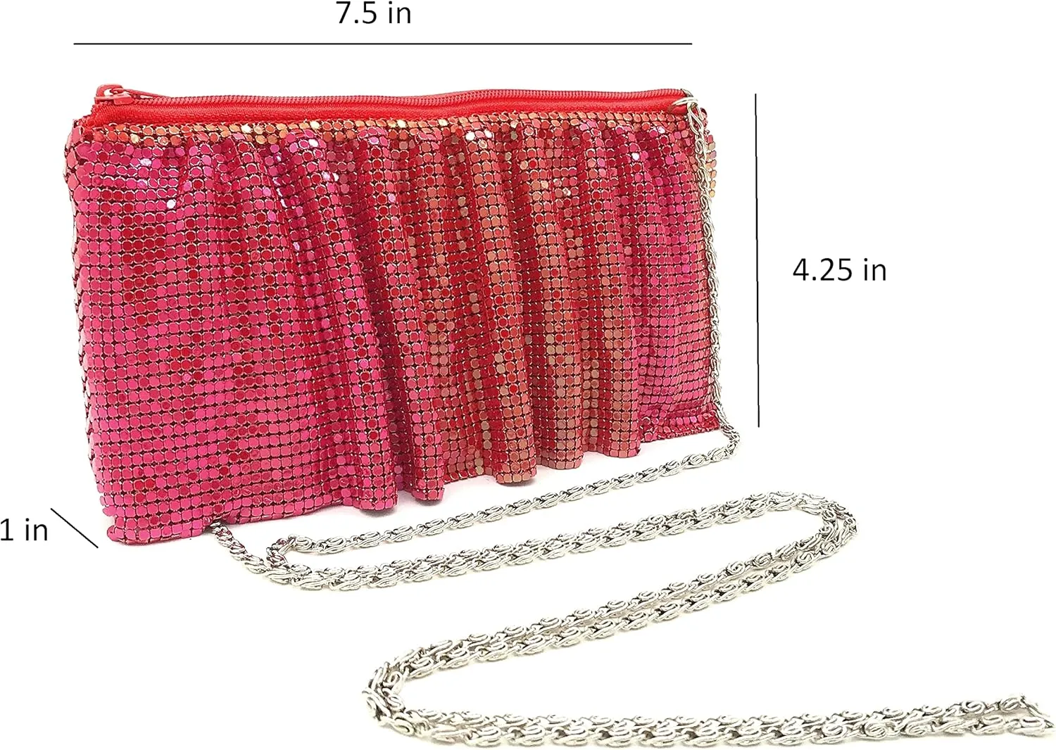 X-Small Women Evening Clutch Metal Mesh purse handbag with shoulder chain strap for Cocktail Party Prom Wedding