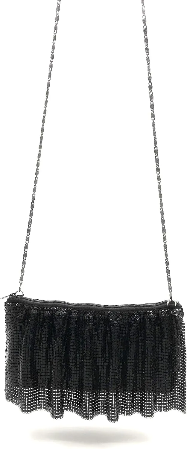 X-Small Women Evening Clutch Metal Mesh purse handbag with shoulder chain strap for Cocktail Party Prom Wedding