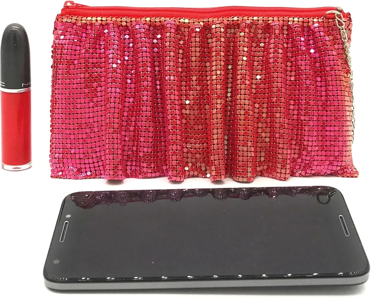 X-Small Women Evening Clutch Metal Mesh purse handbag with shoulder chain strap for Cocktail Party Prom Wedding