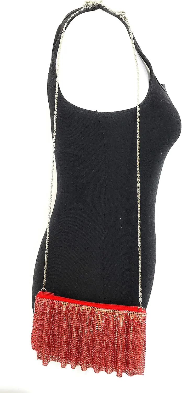 X-Small Women Evening Clutch Metal Mesh purse handbag with shoulder chain strap for Cocktail Party Prom Wedding