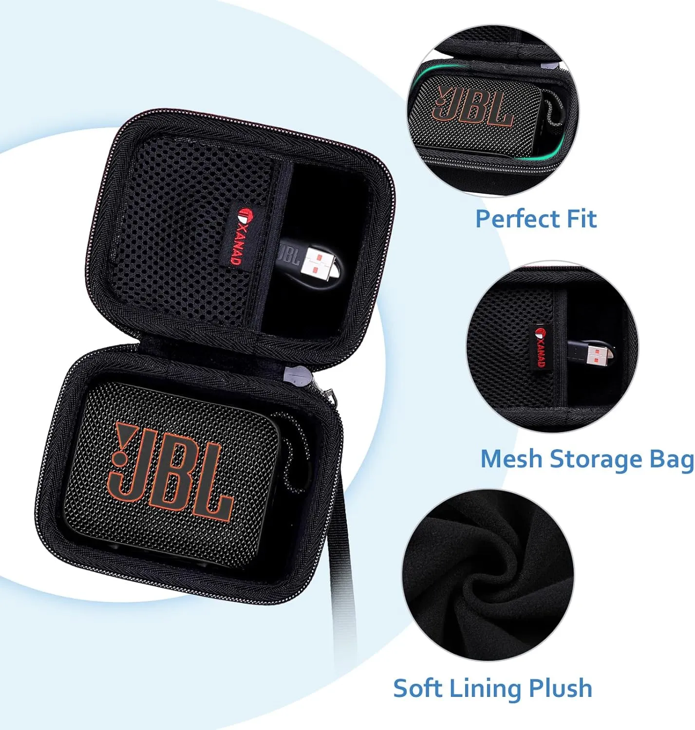 XANAD Hard Case for JBL GO 4/ GO 3 Portable Bluetooth Speaker - Travel Protective Carrying Storage Case Bag(Black)